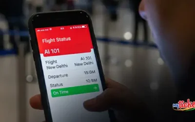 Air India flight running status showing flight details, departure, arrival, and current status.