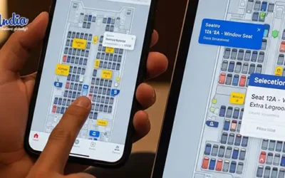 Air India seat selection showing available seats and aircraft cabin layout.