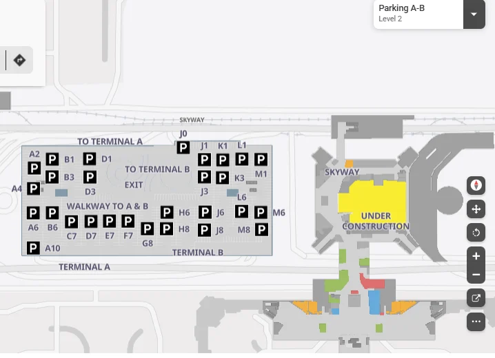 Houston Airport Terminal B Level 2 map