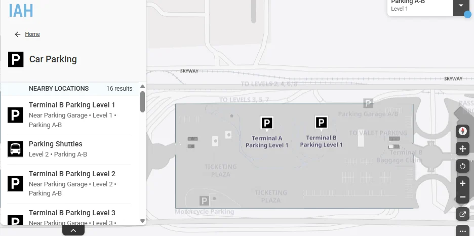 IAH Airport parking map